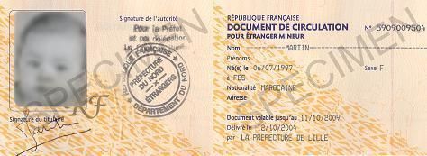 Document de circulation pour étranger mineur (DCEM - e-photo)